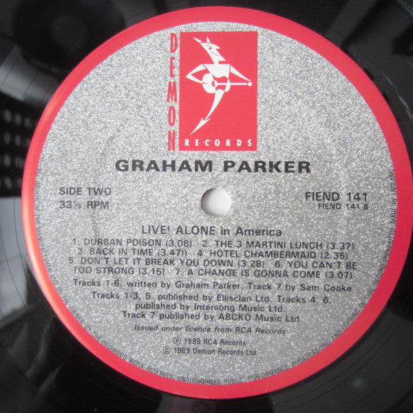 Graham Parker - Live! Alone In America (Vinyl, LP, Album) Near Mint (NM or M-) / Very Good Plus (VG+)