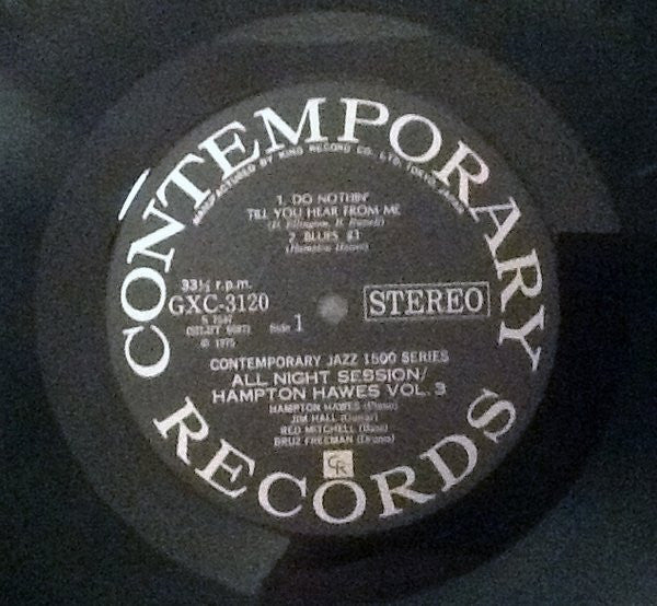 Hampton Hawes Quartet - All Night Session, Vol. 3 (Vinyl, LP, Stereo) Very Good (VG) / Very Good (VG)