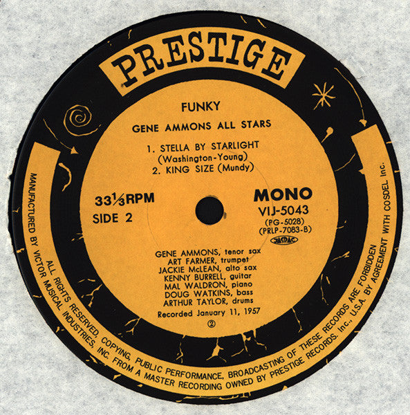 Gene Ammons - Funky (Vinyl, LP, Album, Mono, Reissue) Near Mint (NM or M-) / Very Good Plus (VG+)