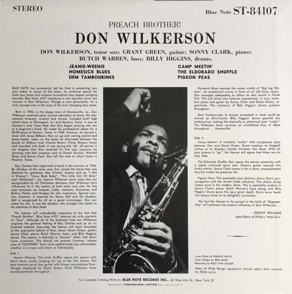 Don Wilkerson - Preach Brother! (Vinyl, LP, Album, Limited Edition, Reissue, Stereo) Near Mint (NM or M-) / Near Mint (NM or M-)