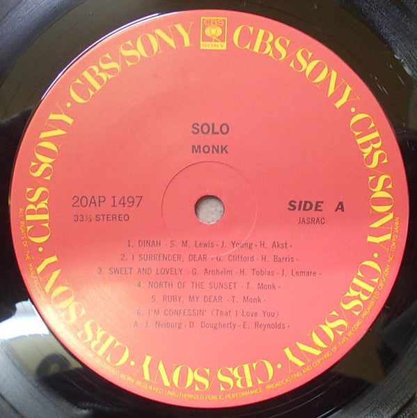 Thelonious Monk - Solo Monk (Vinyl, LP, Album, Stereo) Near Mint (NM or M-) / Very Good Plus (VG+)