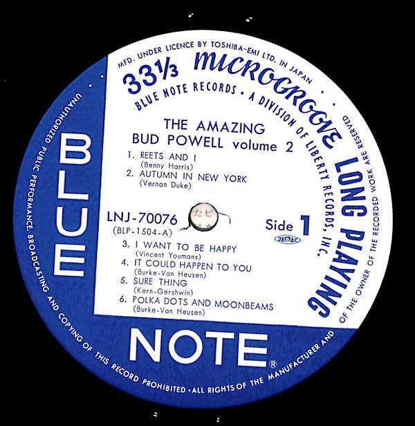 Bud Powell - The Amazing Bud Powell, Volume 2 (Vinyl, LP, Album, Reissue, Mono) Very Good Plus (VG+) / Very Good (VG)
