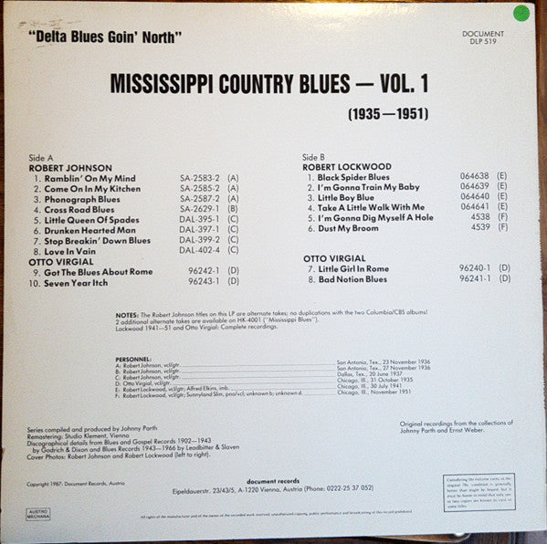 Various - "Delta Blues Goin' North" Mississippi Country Blues - Vol. 1 (1935-1951) (Vinyl, LP, Compilation, Mono, Limited Edition, Remastered) Very Good Plus (VG+) / Very Good Plus (VG+)