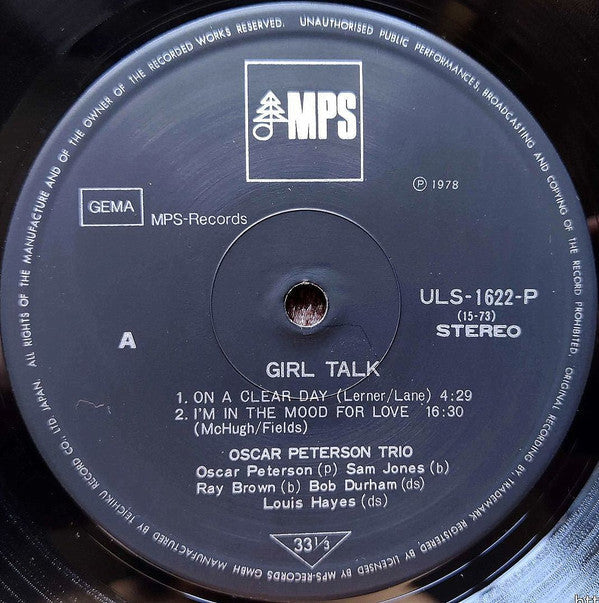 Oscar Peterson - Girl Talk (Vinyl, LP, Album, Reissue)
