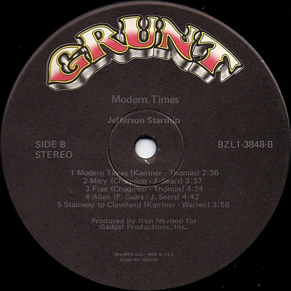 Jefferson Starship - Modern Times (Vinyl, LP, Album, Stereo) Very Good Plus (VG+) / Very Good (VG)