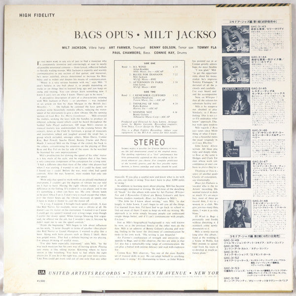 Milt Jackson - Bags' Opus (Vinyl, LP, Album, Reissue, Stereo)