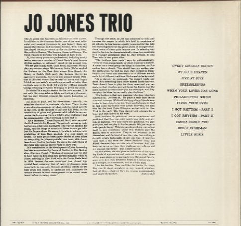 The Jo Jones Trio - Jo Jones Trio (Vinyl, LP, Album, Mono) Very Good (VG) / Very Good Plus (VG+)