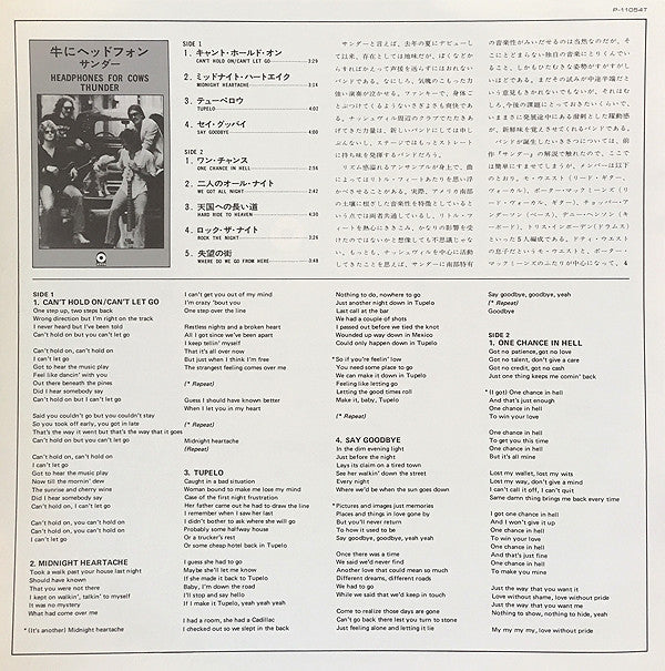 Thunder (18) - Headphones For Cows (Vinyl, LP, Album, Promo) Near Mint (NM or M-) / Very Good Plus (VG+)