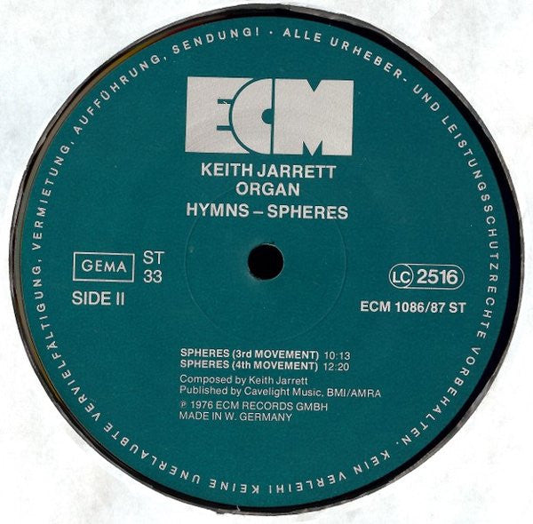 Keith Jarrett - Hymns Spheres (2xVinyl, LP, Album, Reissue, Stereo) Very Good Plus (VG+) / Very Good (VG)