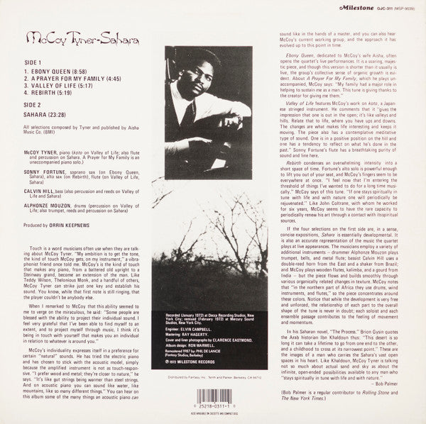 McCoy Tyner - Sahara (Vinyl, LP, Album, Reissue, Remastered, Stereo) Near Mint (NM or M-) / Very Good Plus (VG+)