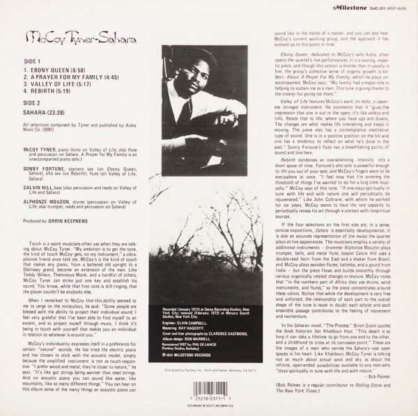 McCoy Tyner - Sahara (Vinyl, LP, Album, Reissue, Remastered, Stereo)