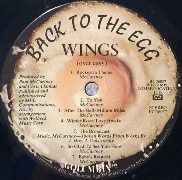 Wings (2) - Back To The Egg (Vinyl, LP, Album) Good Plus (G+) / Very Good (VG)