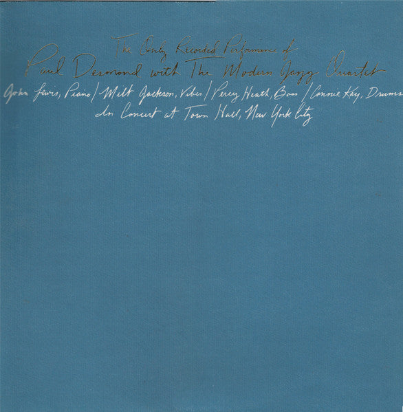 Paul Desmond - The Only Recorded Performance Of Paul Desmond With The Modern Jazz Quartet (Vinyl, LP, Album, Reissue) Near Mint (NM or M-) / Very Good Plus (VG+)