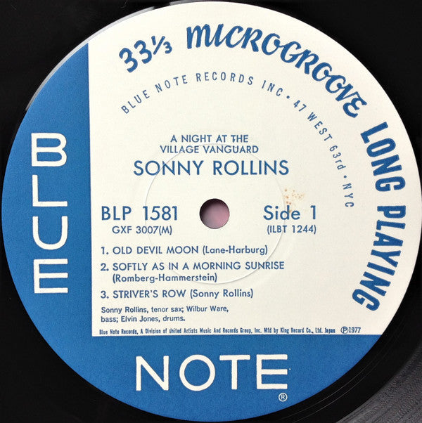 Sonny Rollins - A Night At The "Village Vanguard" = ヴィレッジ・ヴァンガードの夜 ...