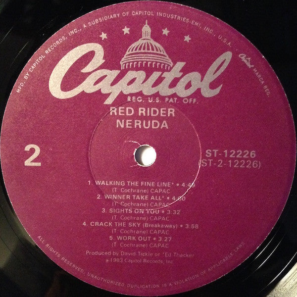 Red Rider - Neruda (Vinyl, LP, Album) Very Good (VG) / Very Good Plus (VG+)