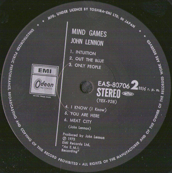 John Lennon - Mind Games (Vinyl, LP, Album, Reissue, Stereo) Very Good Plus (VG+) / Very Good Plus (VG+)