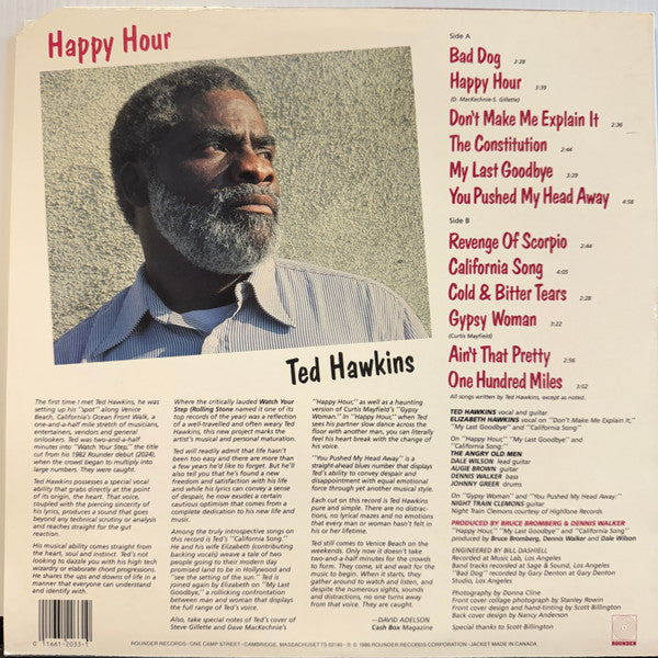 Ted Hawkins - Happy Hour (Vinyl, LP, Album) Very Good Plus (VG+) / Very Good (VG)