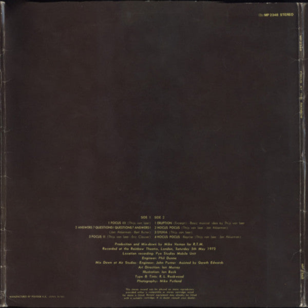 Focus (2) - Focus At The Rainbow = フォーカス・アット・ザ・レインボー (Vinyl, LP, Al...