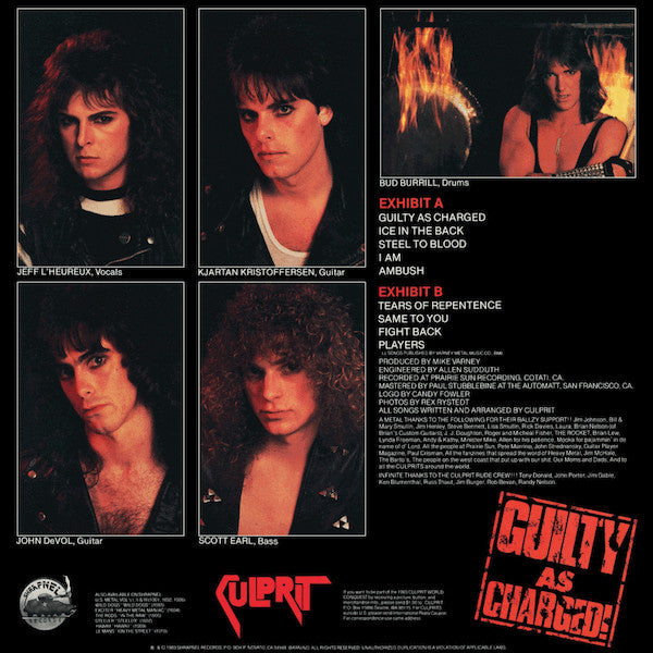 Culprit - Guilty As Charged (Vinyl, LP, Album) Very Good Plus (VG+) / Very Good (VG)
