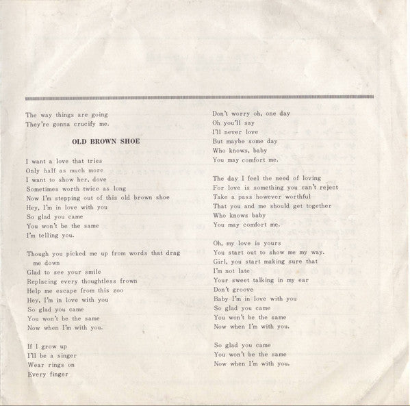 The Beatles - ジョンとヨーコのバラード = The Ballad Of John And Yoko / オールド・ブラウン・シュー = Old Brown Shoe (Vinyl, 7", 45 RPM, Single, Stereo) Very Good (VG) / Good Plus (G+)