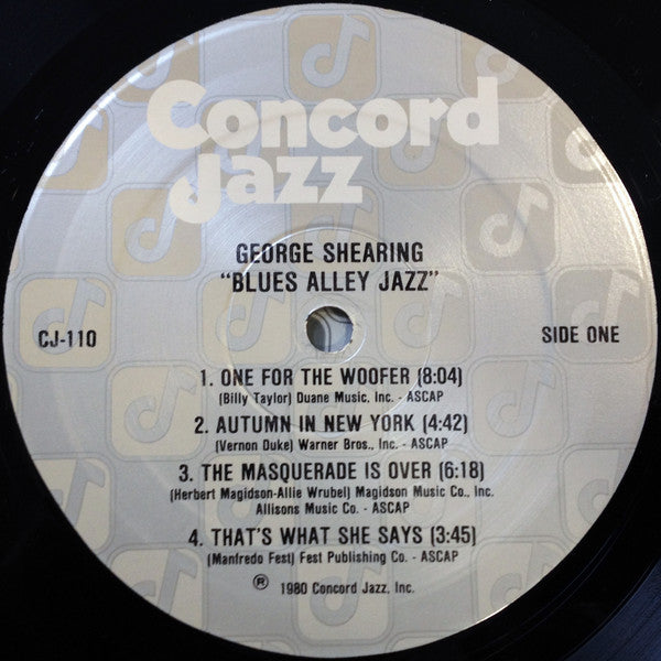 George Shearing - Blues Alley Jazz (Vinyl, LP, Album) Very Good Plus (VG+) / Very Good (VG)
