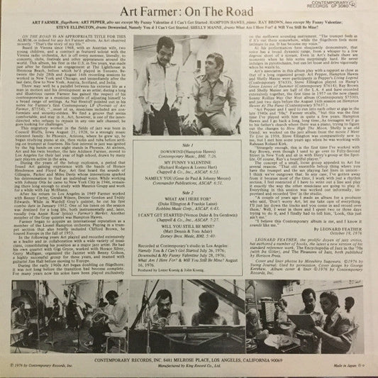 Art Farmer - On The Road (Vinyl, LP, Album) Near Mint (NM or M-) / Very Good Plus (VG+)