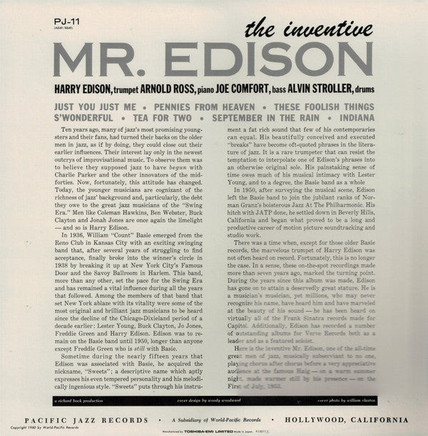 Harry Edison - The Inventive Mr. Edison (Vinyl, LP, Album, Reissue,...