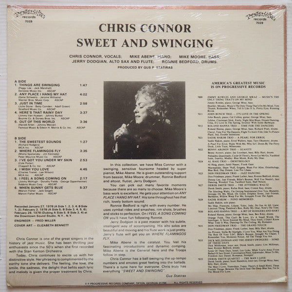 Chris Connor - Sweet And Swinging (Vinyl, LP) Very Good (VG) / Good Plus (G+)
