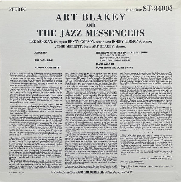 Art Blakey & The Jazz Messengers - Art Blakey And The Jazz Messengers (Vinyl, LP, Album, Reissue, Stereo) Very Good Plus (VG+) / Very Good Plus (VG+)