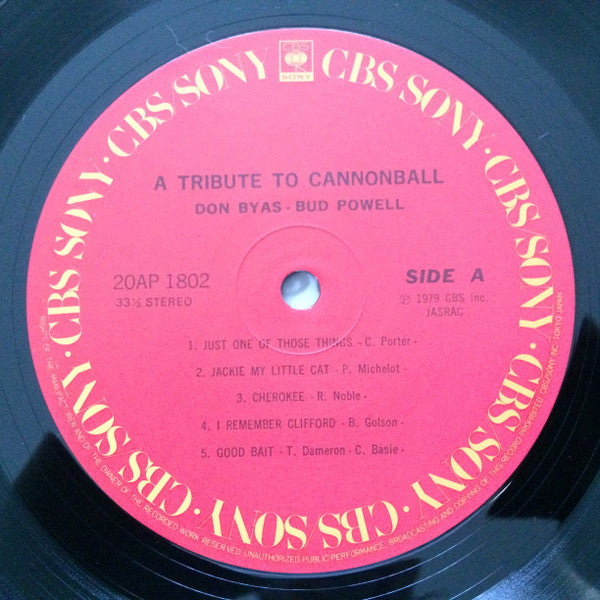 Bud Powell - A Tribute To Cannonball (Vinyl, LP, Album) Very Good Plus (VG+) / Very Good Plus (VG+)