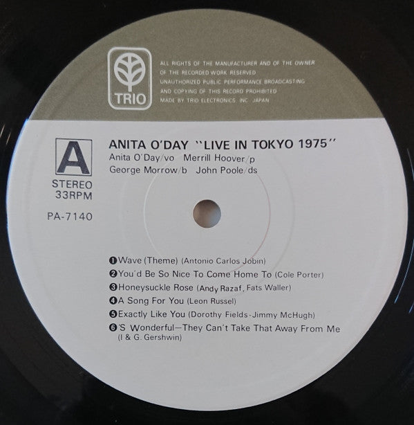 Anita O'Day - Live In Tokyo, 1975 (Vinyl, LP, Album)