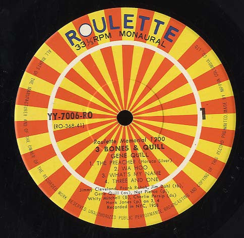 Gene Quill - 3 Bones And A Quill (Vinyl, LP, Album, Limited Edition, Reissue, Mono) Very Good (VG) / Very Good (VG)