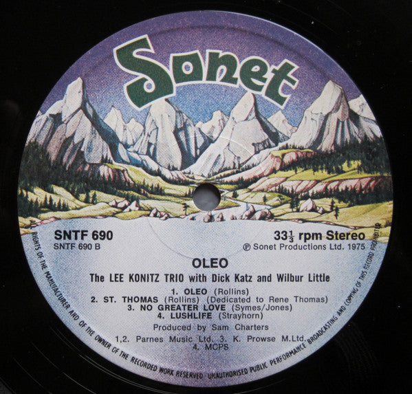 The Lee Konitz Trio - Oleo (Vinyl, LP, Album, Reissue)
