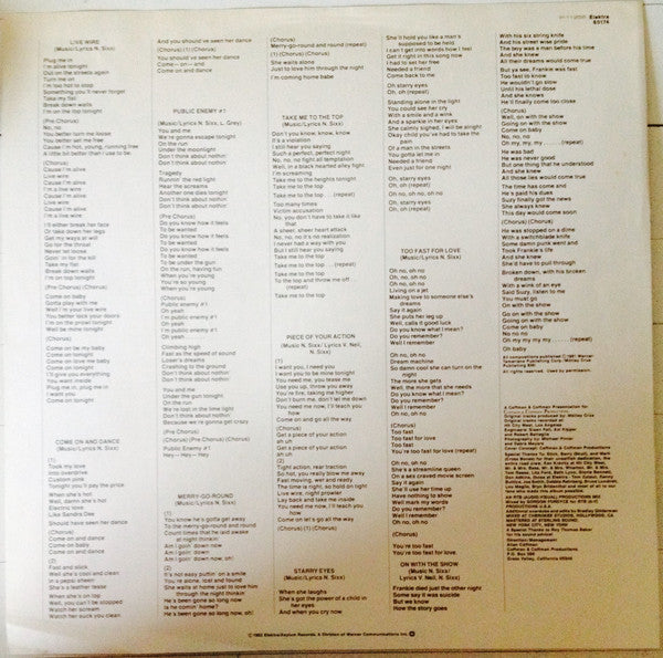 Mötley Crüe - Too Fast For Love (Vinyl, LP, Album) Very Good Plus (VG+) / Very Good Plus (VG+)