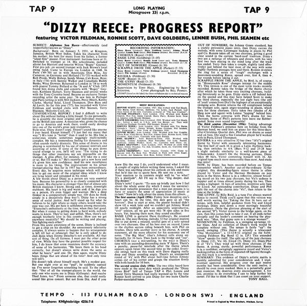 Dizzy Reece - Progress Report (Vinyl, LP, Album, Reissue, Mono) Near Mint (NM or M-) / Near Mint (NM or M-)