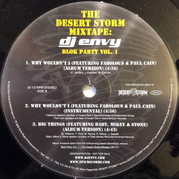 DJ Envy - The Desert Storm Mixtape: Blok Party Vol.1 (Vinyl, 12", 33 ⅓ RPM, Single, Promo, Stereo) Very Good Plus (VG+) / Very Good Plus (VG+)