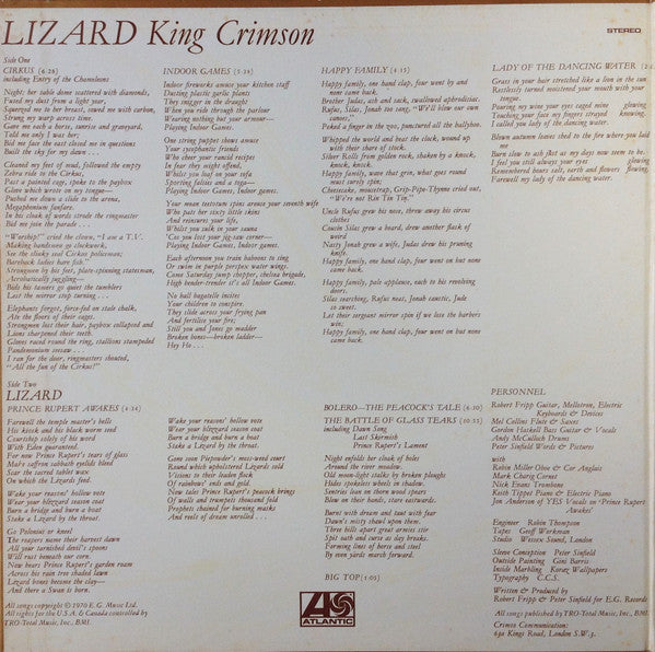 King Crimson - Lizard = リザード (Vinyl, LP, Album, Reissue, Stereo)