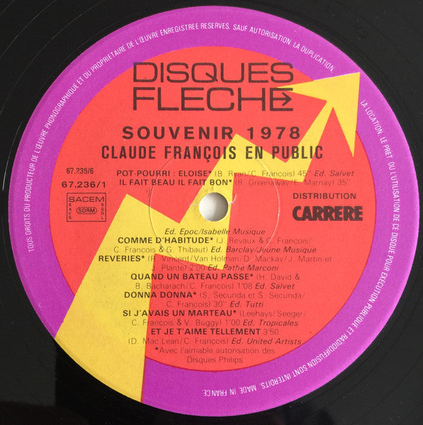 Claude François - Souvenir 1978 (2xVinyl, LP, Album) Very Good (VG) / Very Good (VG)