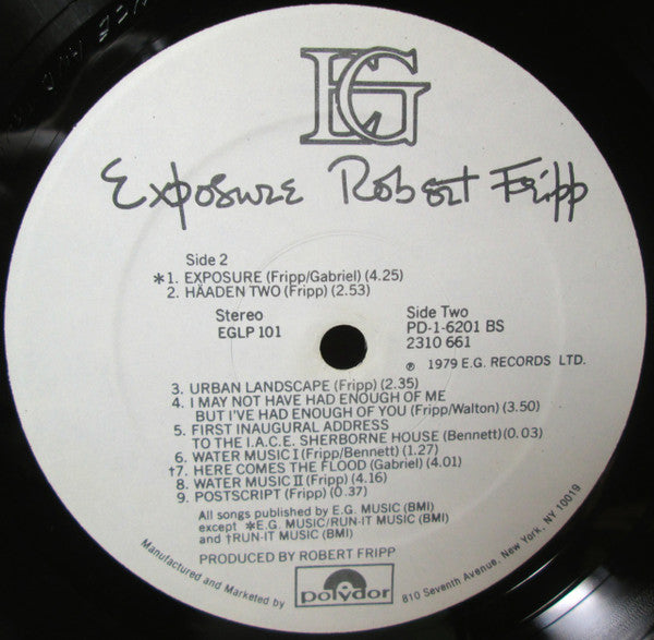 Robert Fripp - Exposure (Vinyl, LP, Album) Very Good (VG) / Very Good Plus (VG+)