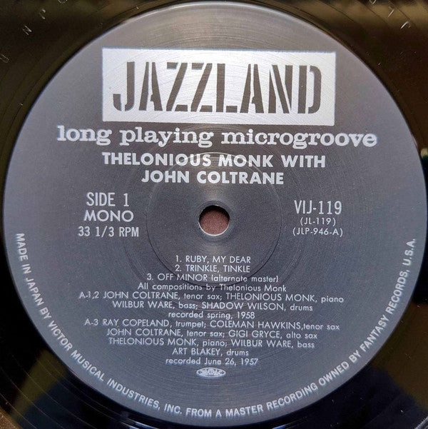Thelonious Monk - Thelonious Monk With John Coltrane (Vinyl, LP, Album, Reissue, Mono) Very Good Plus (VG+) / Very Good (VG)