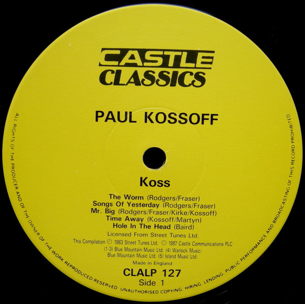 Paul Kossoff - Koss (2xVinyl, LP, Compilation, Reissue) Very Good Plus (VG+) / Very Good (VG)