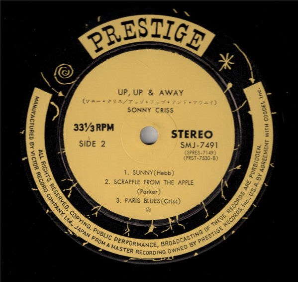 Sonny Criss - Up, Up And Away (Vinyl, LP, Album, Reissue)