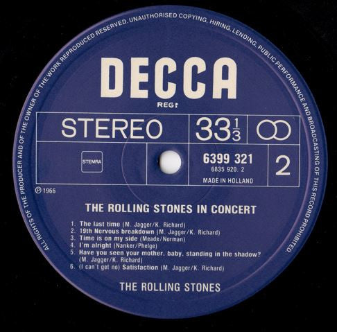 The Rolling Stones - In Concert (2xVinyl, LP, Compilation, Stereo) Very Good Plus (VG+) / Very Good Plus (VG+)