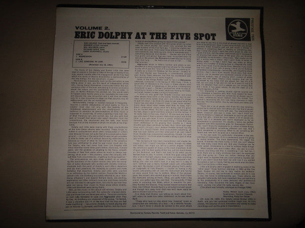 Eric Dolphy - At The Five Spot Volume 2 (Vinyl, LP, Album, Reissue, Stereo) Very Good Plus (VG+) / Very Good (VG)