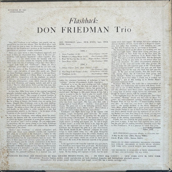 Don Friedman Trio - Flashback (Vinyl, LP, Album, Stereo) Very Good Plus (VG+) / Very Good (VG)