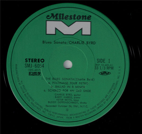 Charlie Byrd - Blues Sonata (Vinyl, LP, Album, Reissue, Stereo) Very Good Plus (VG+) / Very Good Plus (VG+)