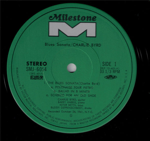 Charlie Byrd - Blues Sonata (Vinyl, LP, Album, Reissue, Stereo) Very Good Plus (VG+) / Very Good (VG)