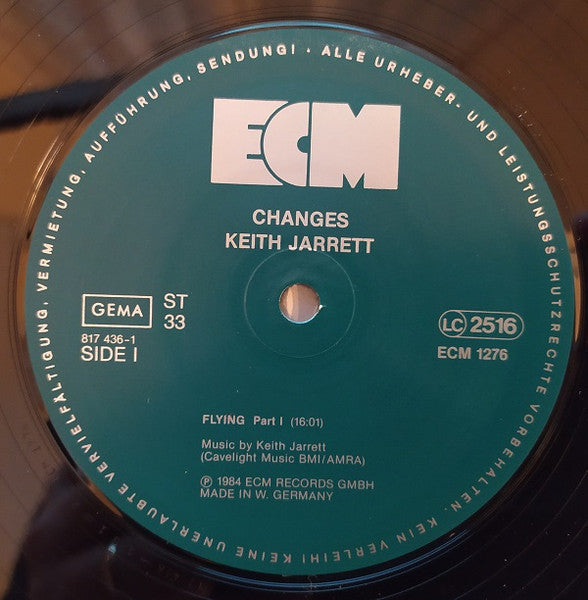 Keith Jarrett - Changes (Vinyl, LP, Album, Stereo) Very Good Plus (VG+) / Very Good (VG)