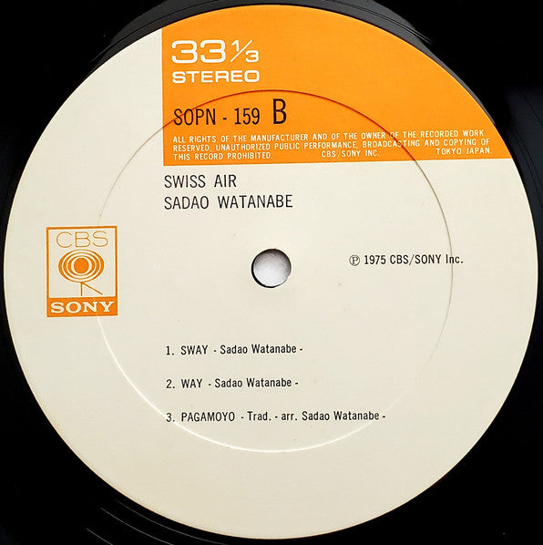 Sadao Watanabe - Swiss Air (Vinyl, LP, Album) Very Good (VG) / Good Plus (G+)