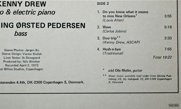 Kenny Drew - Duo (Vinyl, LP, Album, Reissue, Stereo) Very Good Plus (VG+) / Very Good Plus (VG+)